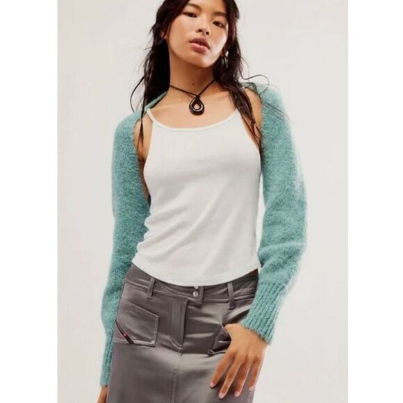 Free People Prima Donna Knit Bolero, One Size, Gray NWT - Picture 4 of 5